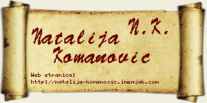 Natalija Komanović vizit kartica